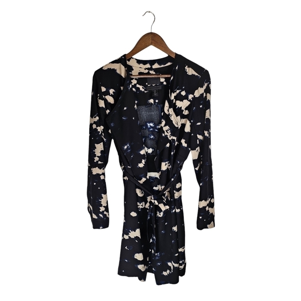 Maison Cinqcent Tie Dye 500 Black Navy White Tie Jacket Cardi Long Length Sz M